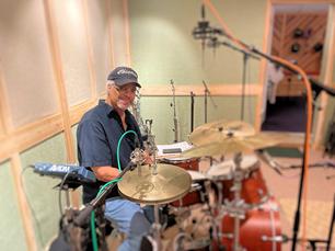 Drummer Greg Rockingham at the Frank Songs My Way session Oct 25 2021